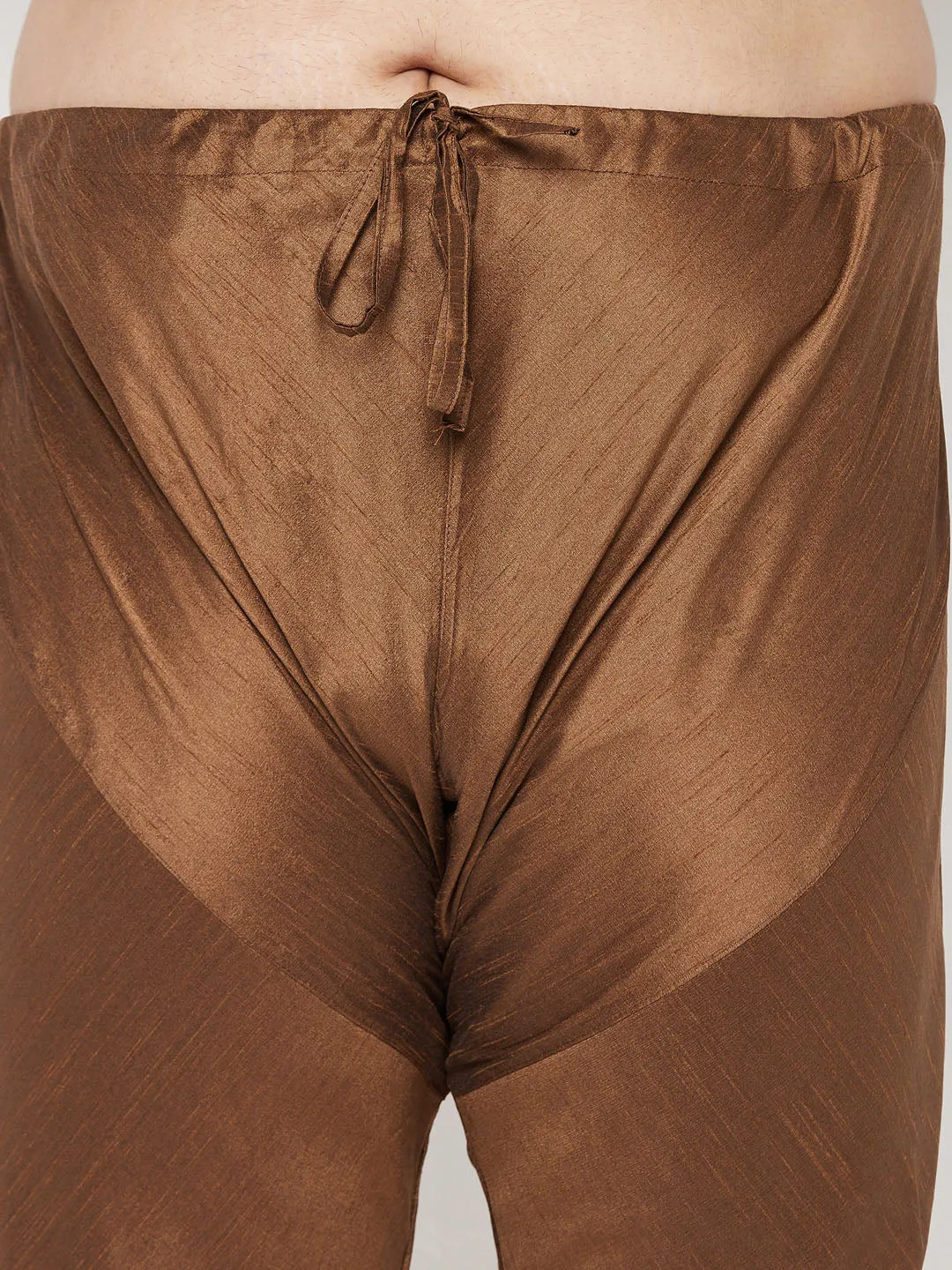VASTRAMAY Men's Coffee Cotton Silk Pyjama