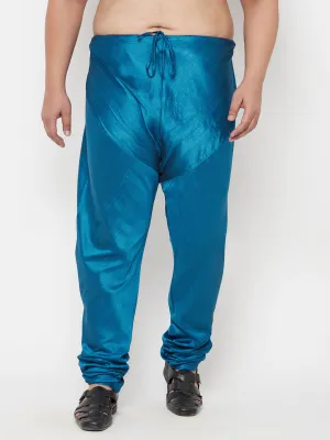 VASTRAMAY Turquoise Blue Cotton Silk Pyjama