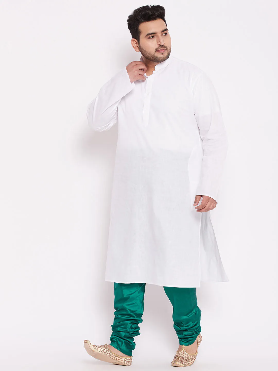 VASTRAMAY Turquoise Cotton Silk Churidar