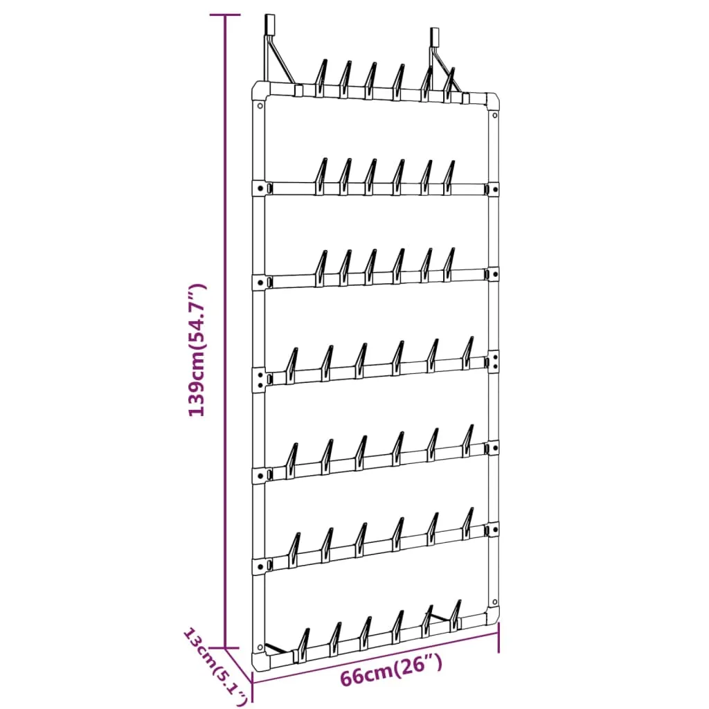 vidaXL Hanging Shoe Rack Silver 66x13x139 cm