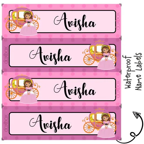 Waterproof Labels - PRINCESS - Pack of 88 labels - PREPAID ONLY