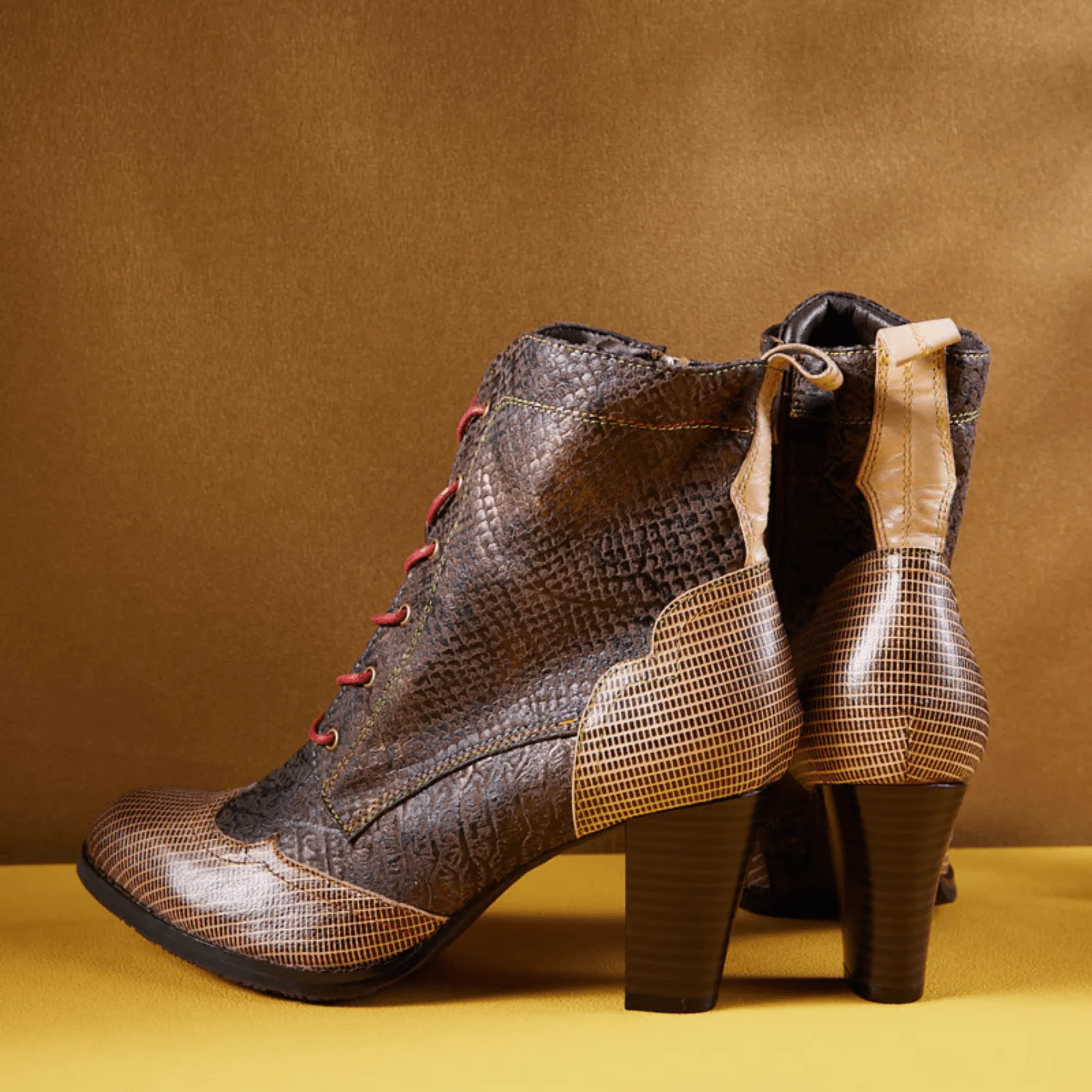 Women's Plaid Pattern Handmade High-heel Shoes