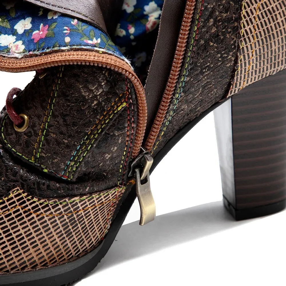 Women's Plaid Pattern Handmade High-heel Shoes