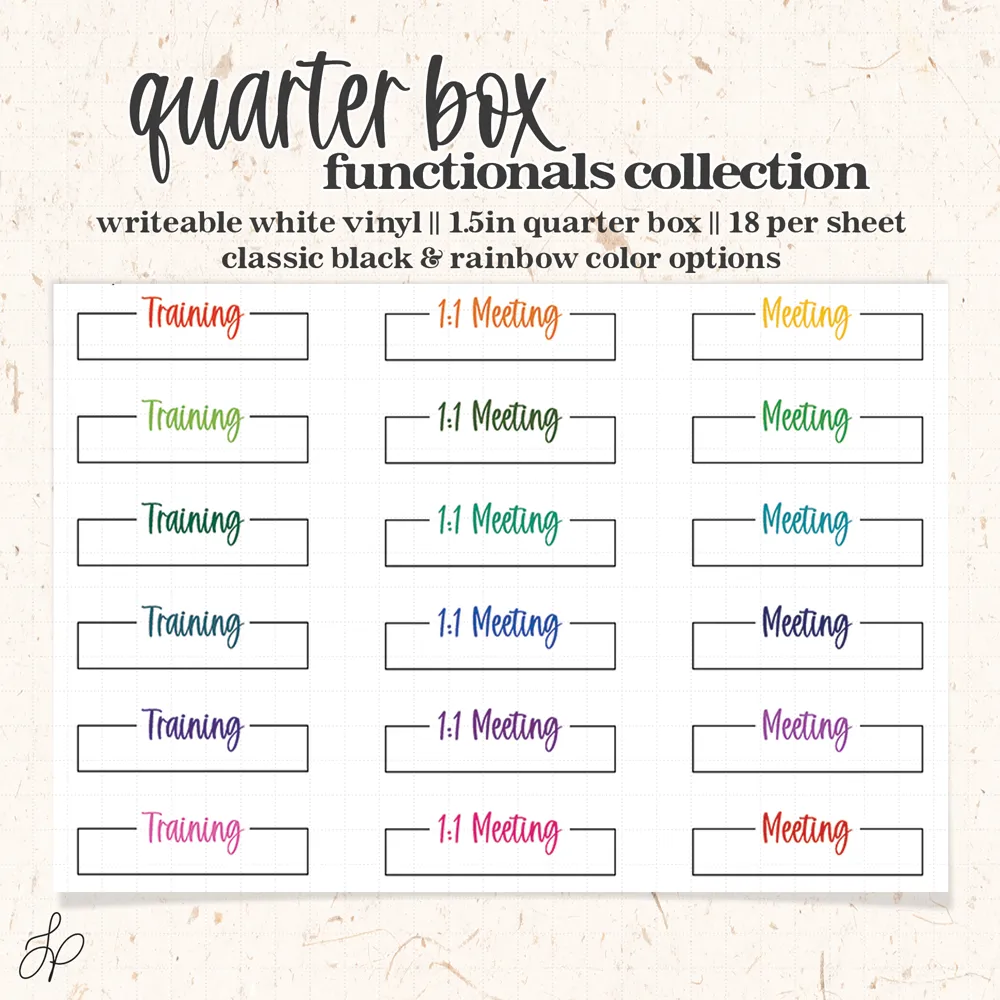 Work: Training Meeting 1:1 || Quarter Box Planner Stickers