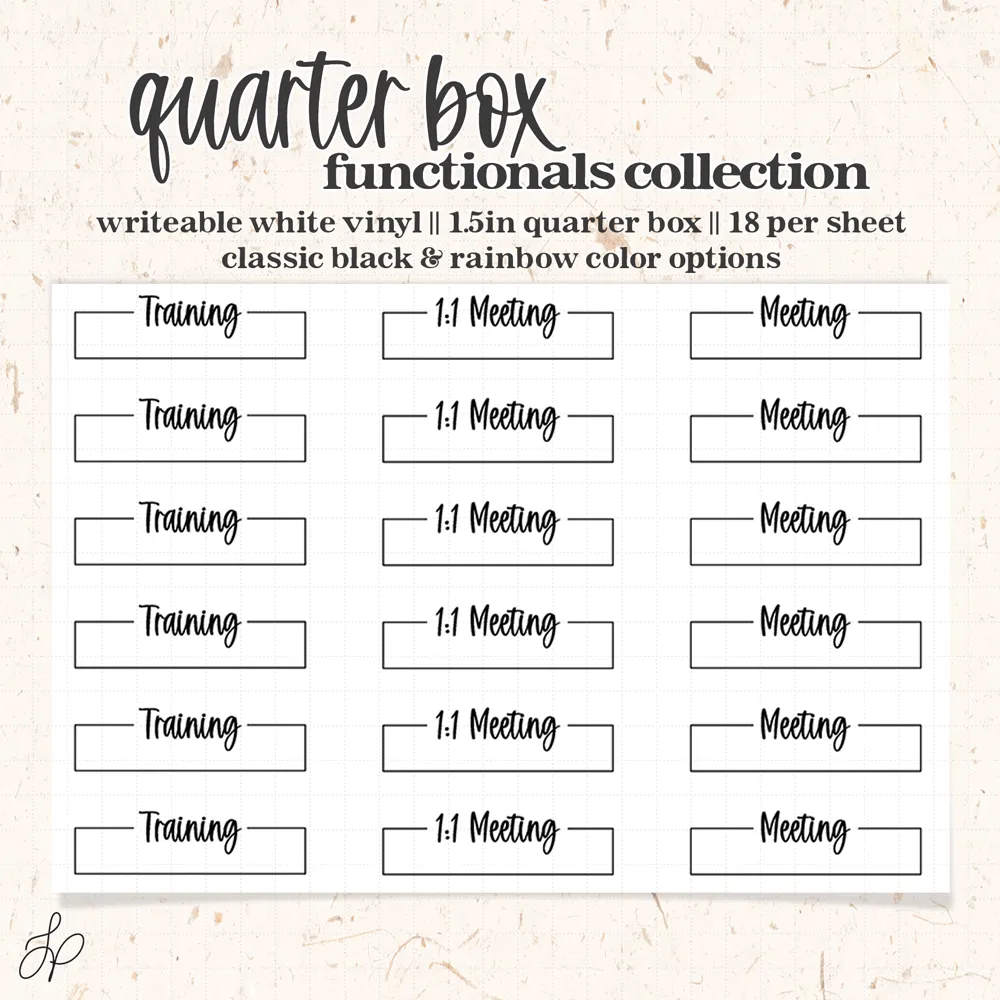 Work: Training Meeting 1:1 || Quarter Box Planner Stickers